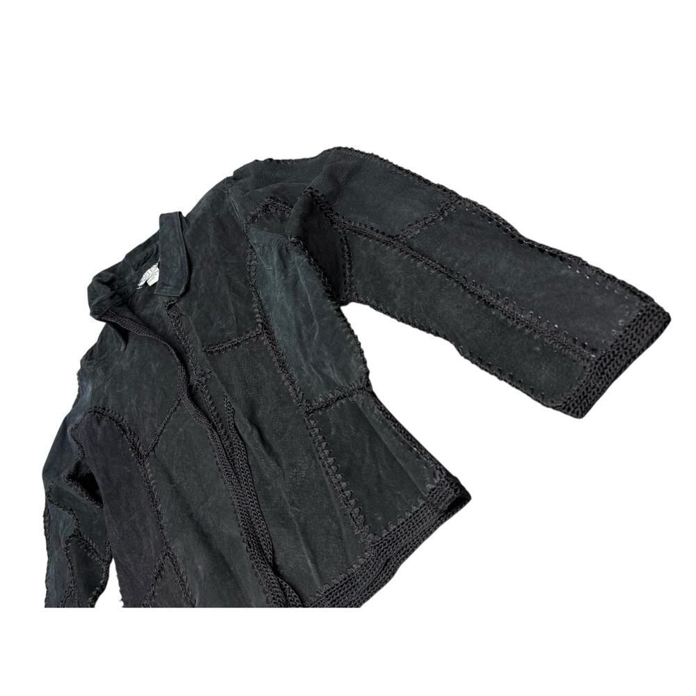 Vintage Selene Sport Suede Patchwork Jacket Black Leather Boho Western S - Picture 6 of 14